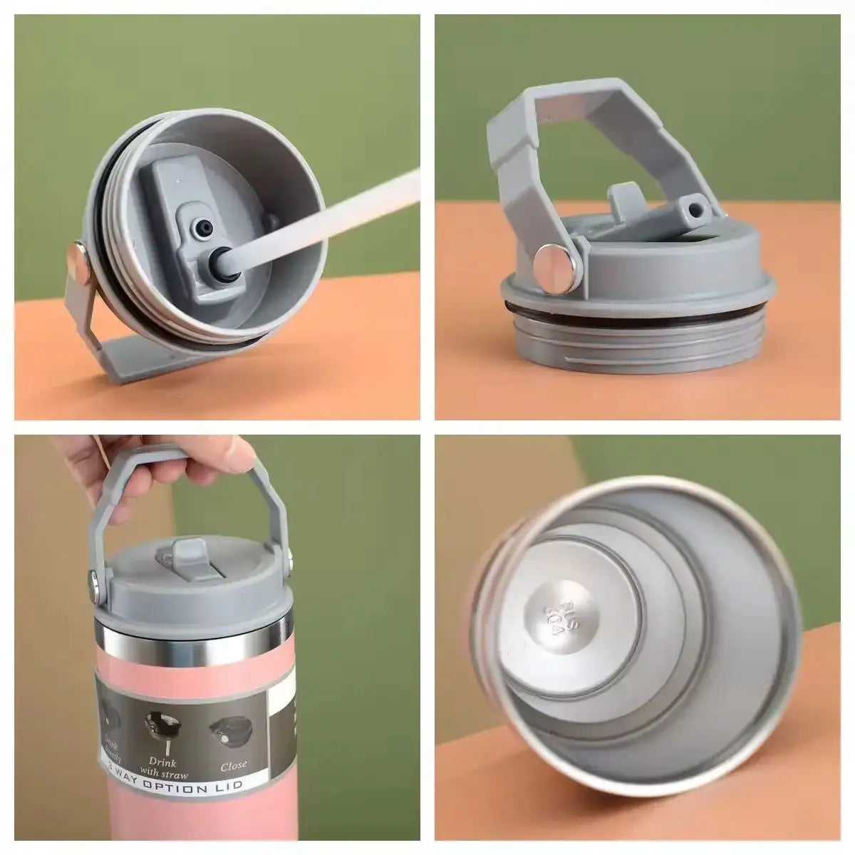 Termo de 30 oz con agarradera Vaso térmico de acero inoxidable de doble capa.